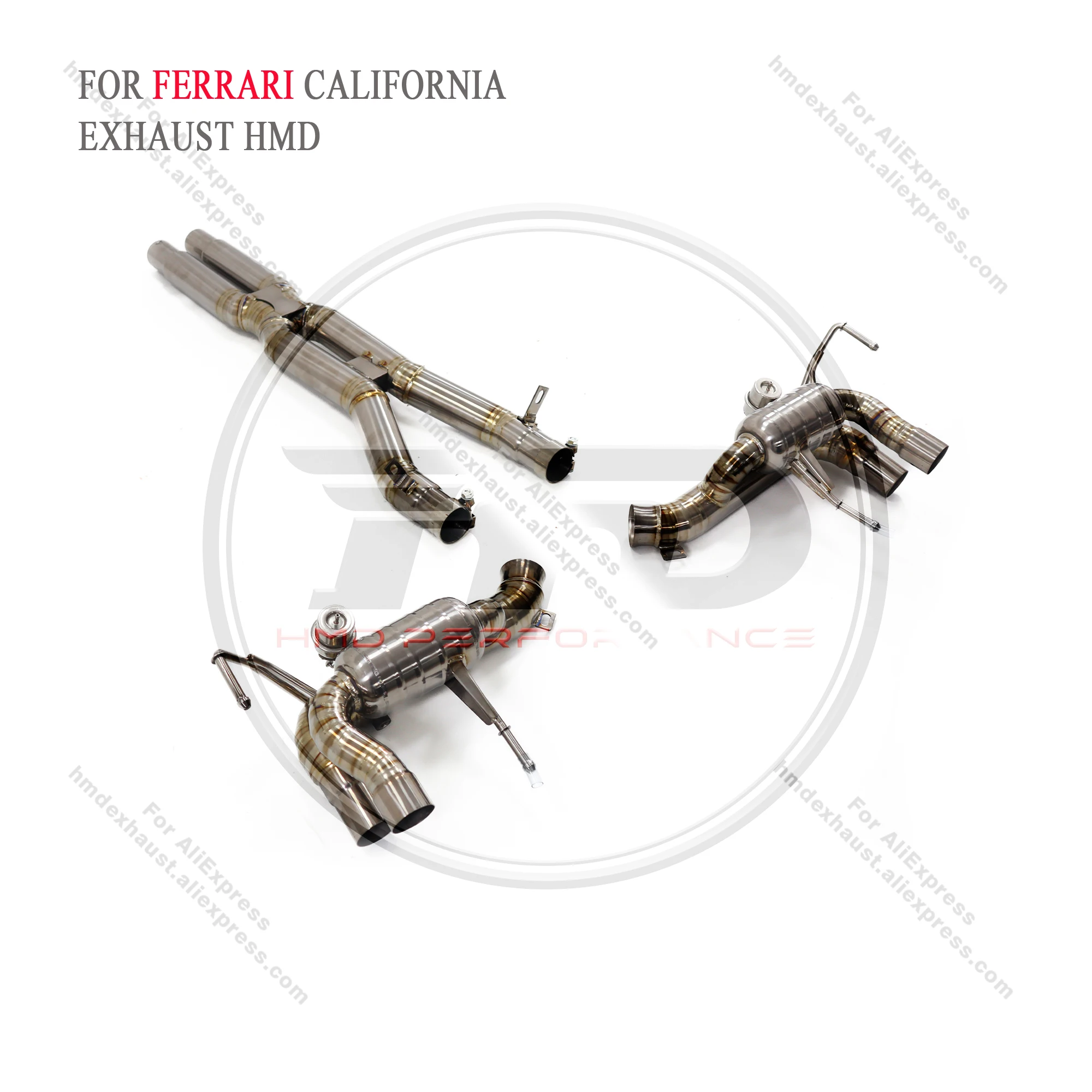 HMD titanium exhaust system performance catback For Ferrari california 4.3L X pipe and valve tail section