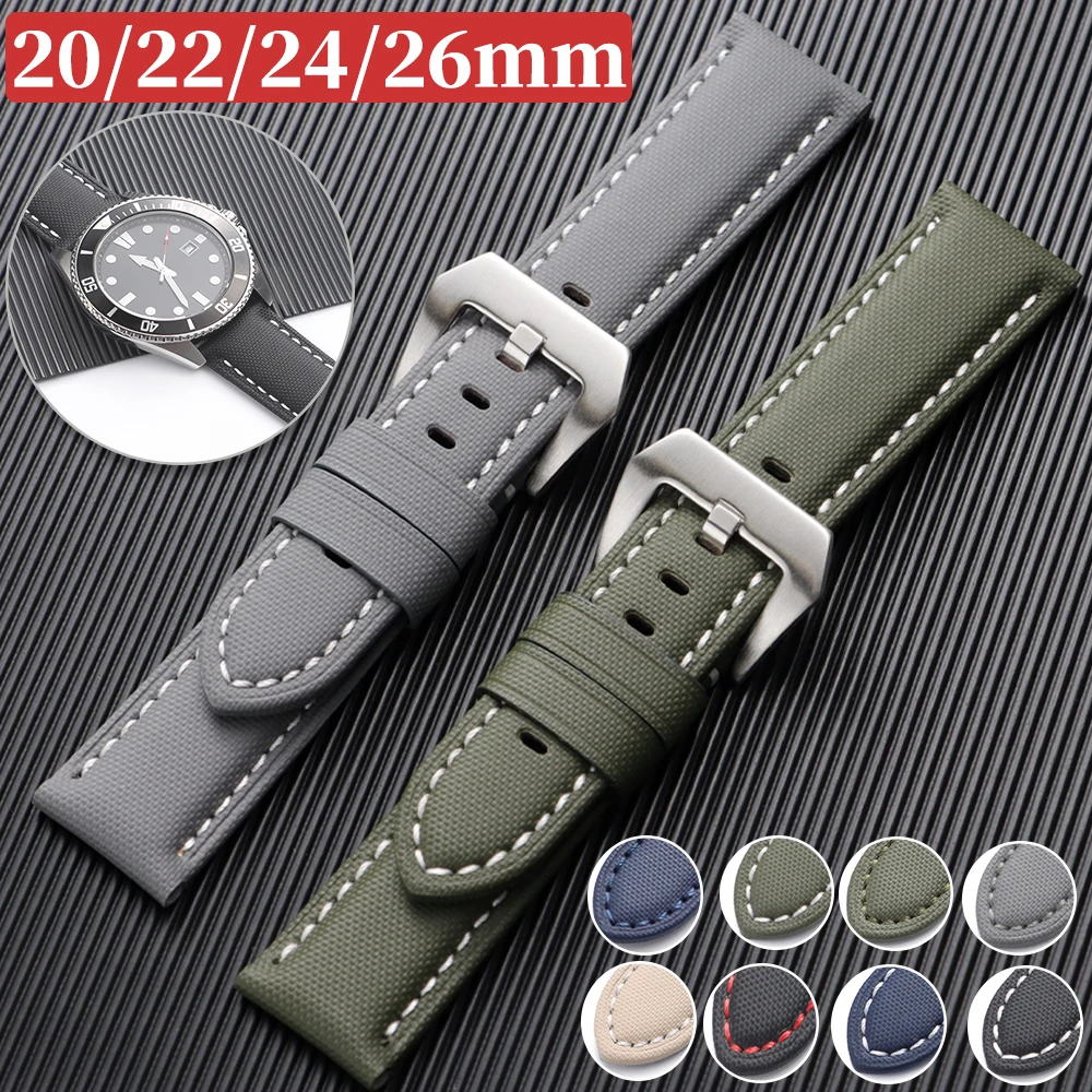 Nylon Leder für Panerai Uhrenarmband 20mm 22mm 24mm 26mm Herren Damen Armband für Seiko Uhrenarmband Business Soft Black Handgelenkgürtel