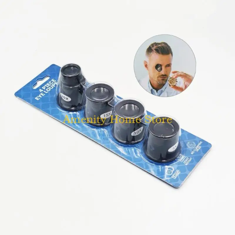 F26C 4Pcs Plastic Handheld Magnifiers Set 5 To 20X For Detailed Jewelry Inspection And Collectibles Examination