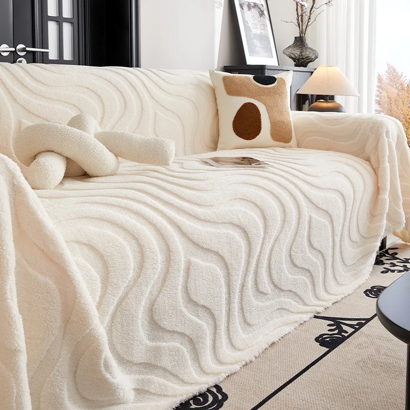 Winter All-Inclusive Sofa Cover Blanket Solid Color Plush Sofa Cover Multifunctional Decorative Blankets Simple Sofa Seat Covers