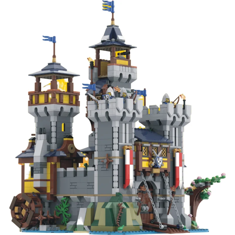 

2850pcs MOC European Medieval Street View Black Falcon's Castle DIY creative ideas Retro child Toy Birthday Gift building blocks