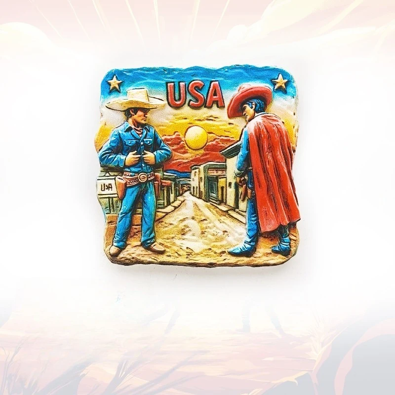 

America Western Cowboy Refrigerator Stickers 3D Magnetic Stickers Travel Souvenirs Cute Home Decor