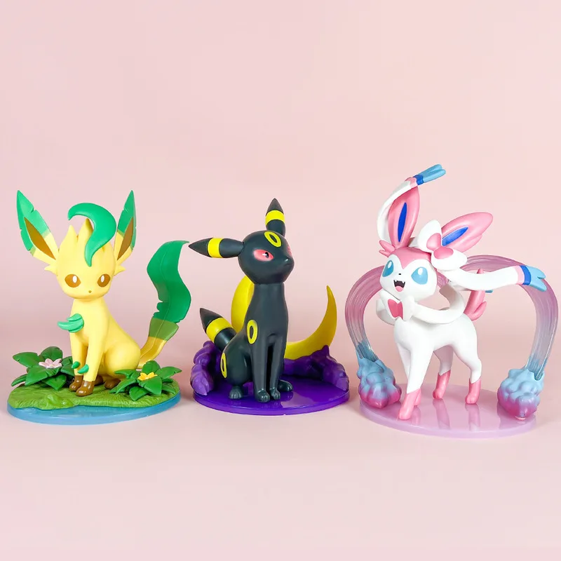 アニメポケモンかわいいシルベオンアンブレオンリーフェオン像フィギュアモデルコレクションかわいいデスクトップ装飾品おもちゃ誕生日プレゼントファンのための