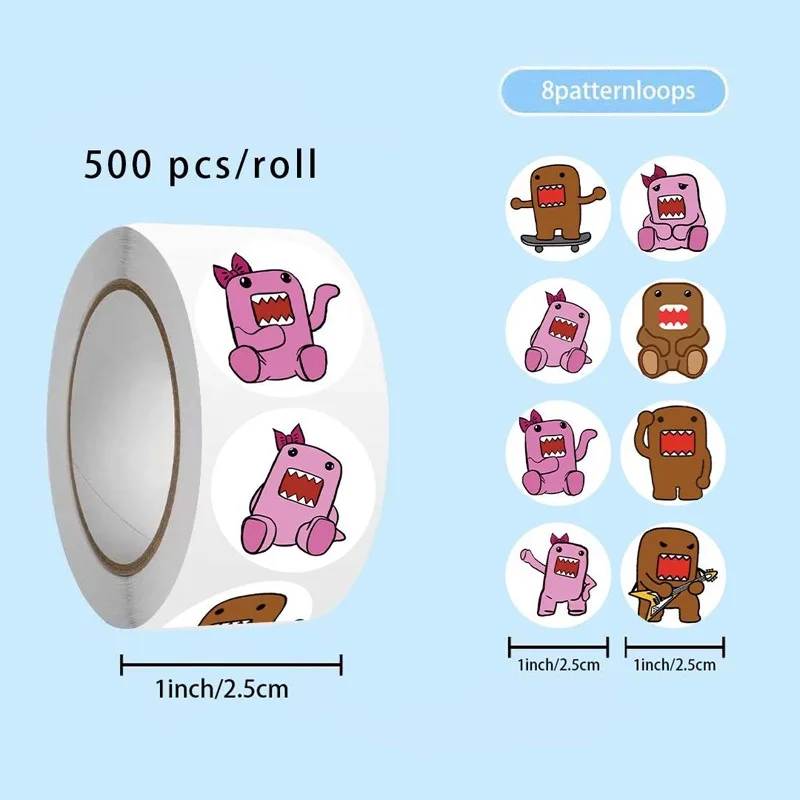 

500 шт. милых наклеек Domo Kun с мультяшным принтом, креативные стикеры для декора книг, товары для творчества, подарки на день рождения