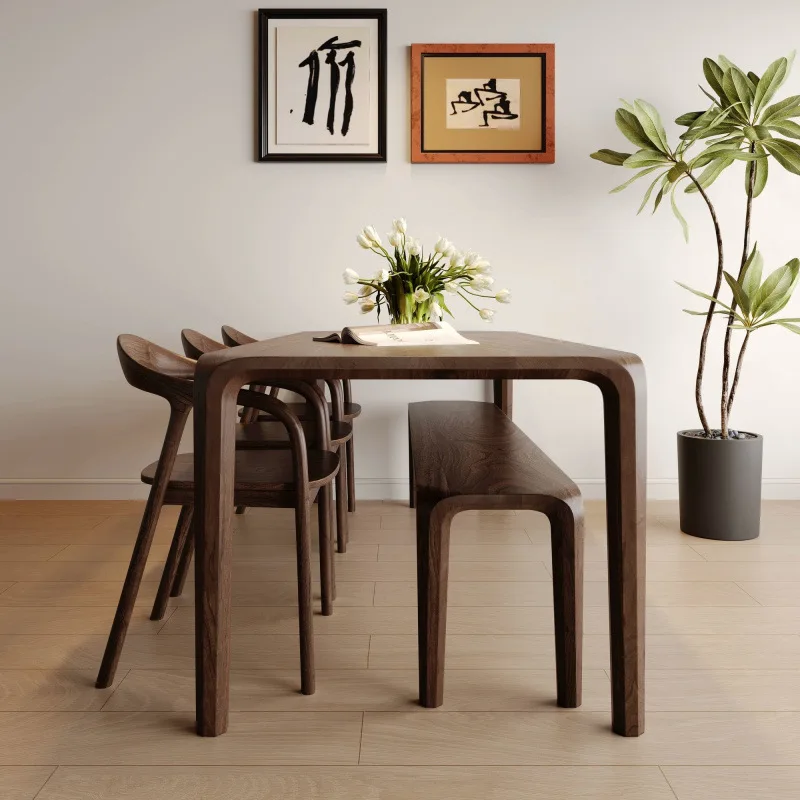 Tavolo da pranzo in puro legno massello rettangolare in legno massello leggero tenone e mortasa di lusso moderno tavolo da tè per uso domestico tavolo da pranzo log