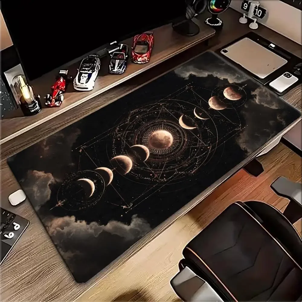 Large Xxl Gaming Mouse Pad Desk Mat Keyboard Pad Vintage Moon Phase Astrology Witchy Cloud Print Cushion Mousepads Table Decor
