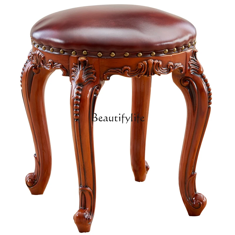 

Solid wood dressing stool European household chair