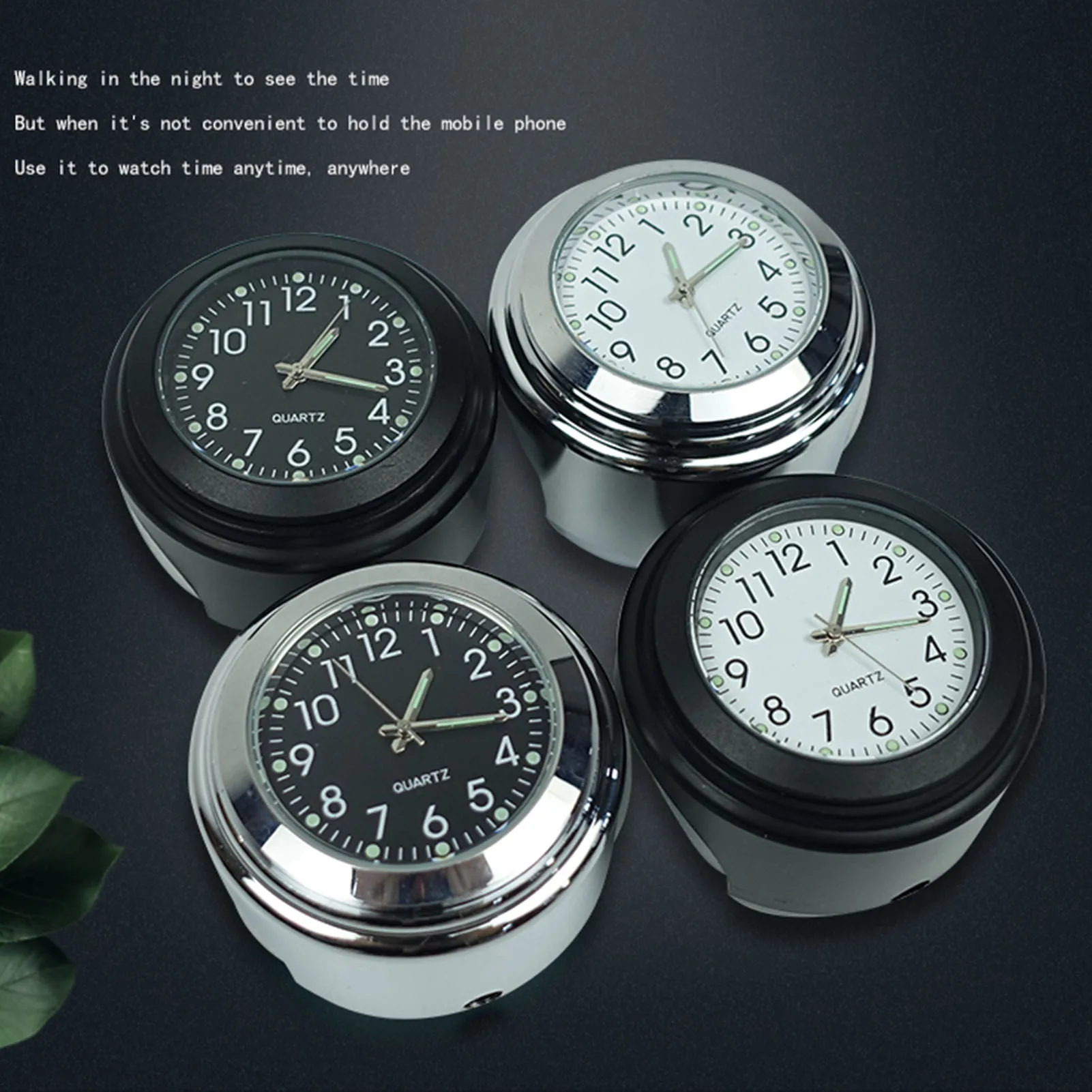 Waterproof Motorcycle Clock Mini Bicycle Digital Clock With Non-Slip Mat 22/25mm Handlebar Tube Mount Luminous Motorbike Watch