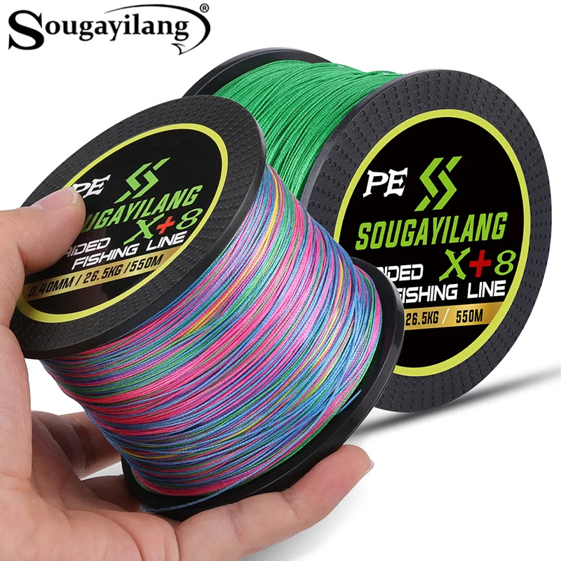 Sougayilang X+8 Strand Braid Fishing Line 150M 350M 550M Multifilament PE Fishing Line Max Drag 58.4LB for Saltwater Sea Fishing