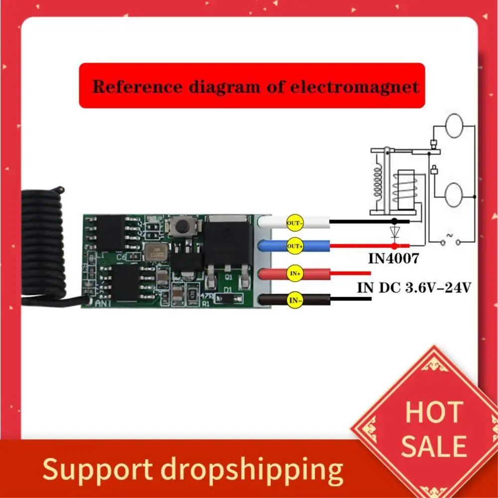 

B44C 433 МГц мини-реле беспроводной радиочастотный пульт дистанционного управления передатчик мощности DC5V-24V 1CH светодиодный контроллер лампы микроприемник