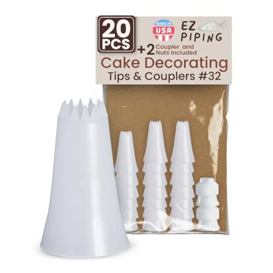Reusable Ping Ts Standard Size Star T #32 20 Packs Icing N Cake Decorat and D Design Icing ing plies Base Ø 0.75" eig 1.25"