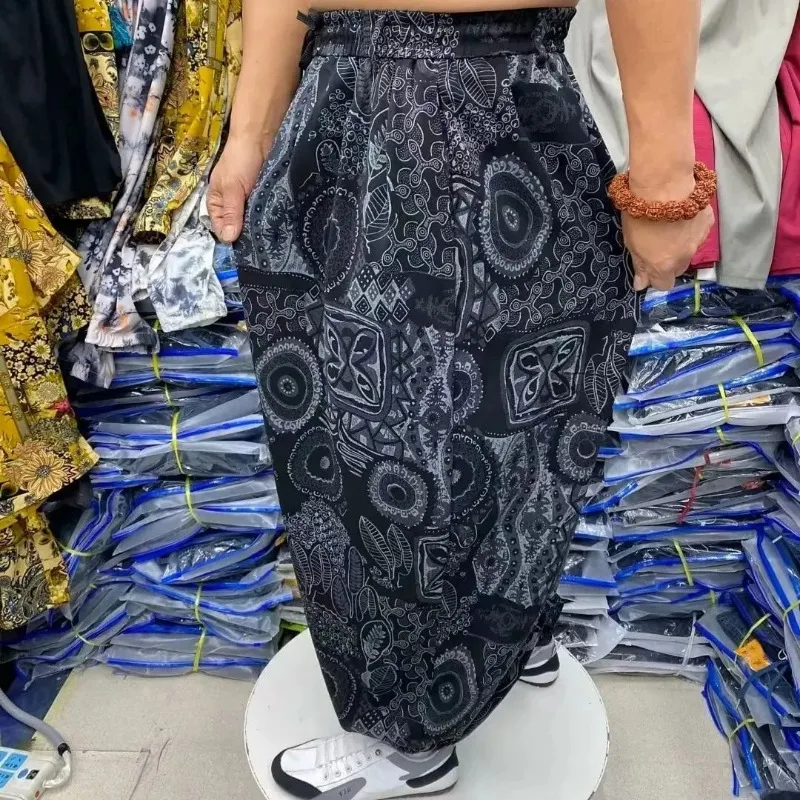 Elegant Fashion Harajuku Slim Fit Male Clothes Loose Sport All Match Casual Pants Printed Pockets Thin Style Wide Leg Trousers