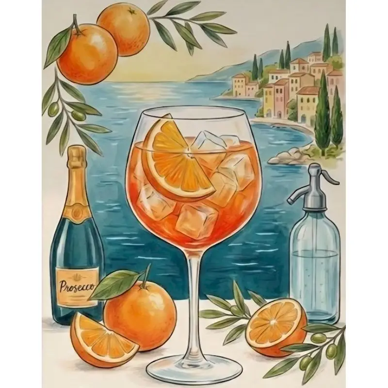 

DIY Painting By Number Cocktail Orange Prosecco Hand Painted Paintings Art Drawing On Canvas Gift Pictures By Numbers Kits Home