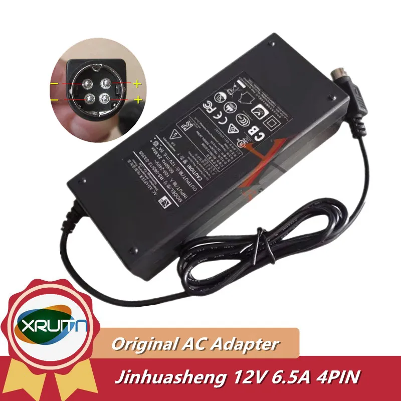 Genuine JINHUASHENG RS-065/12-S335B 12V 6.5A 78W 4PIN (Din) AC Adapter Charger for Orico ns500ru3 Hard Disk Cabinet Power Supply