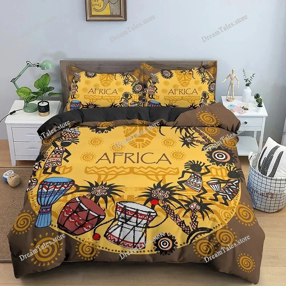 Egyptian Print Duvet Cover Set,3D Ancient Egypt Tribe Decor Comforter Cover Set for Adult Women King Size Polyester Bedding Set7