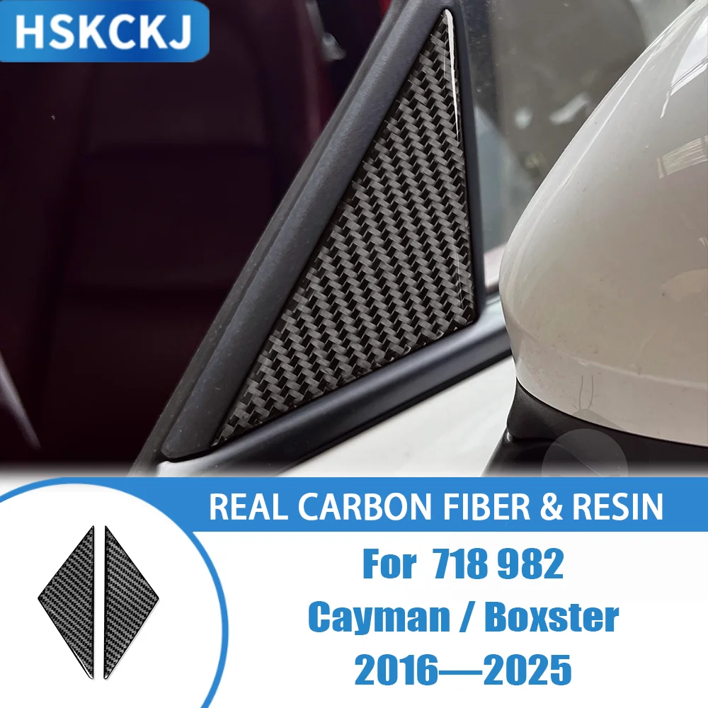 

Carbon Fiber Car Accessories Apillar Outer Protect Panel Interior Cover Trim Modified Sticker For Porsche 718 982 Cayman Boxster