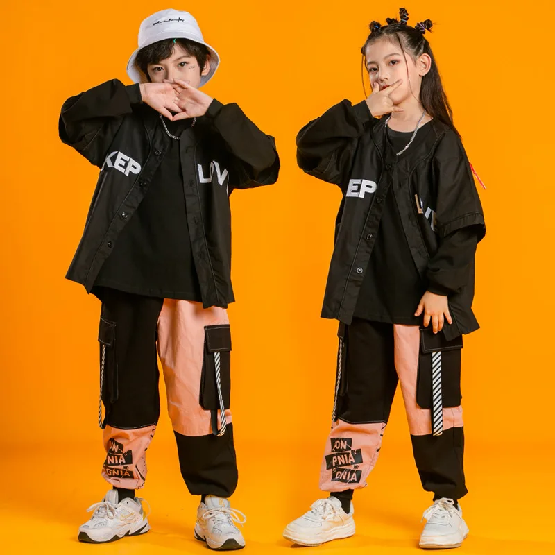 Kids Hip Hop Street Dance Wear Dancing Clothes Jazz Ballroom Costumes for Girls Boys Dancewear Stage Outfit T Shirt Jogger Cool