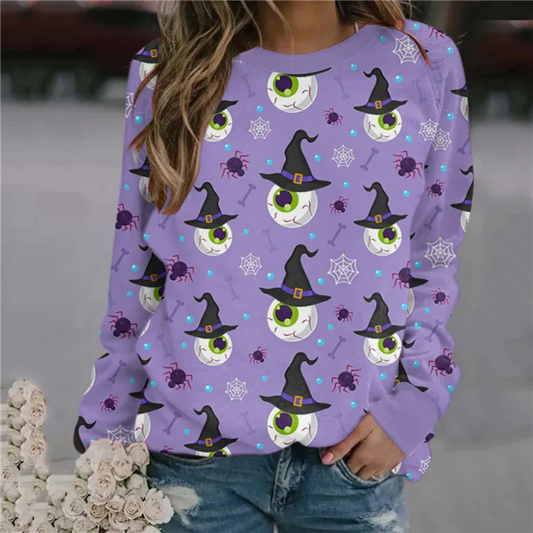 Moda retrò stampa 3d Halloween testa di zucca ragazze donne felpe tute oversize Pullover ragazze maniche lunghe abbigliamento