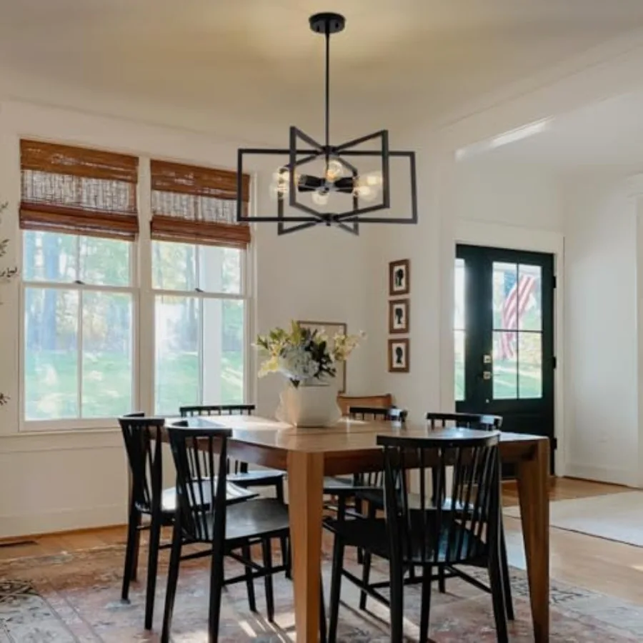 23.6" Black Chandelier for Dining Room 6 Light Kitchen Chandelier over Table Farmhouse Dining Room Light Fixtures Over Table, H view 4