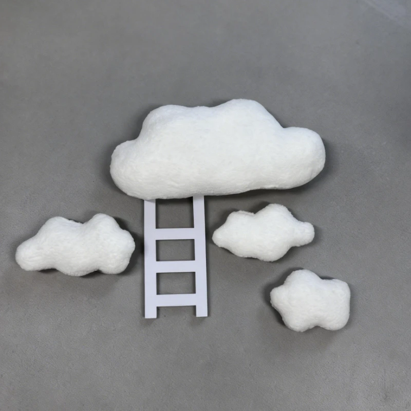 5Pcs Newborn Photography Props Set White Cloud Mini Ladder Baby Posing Furniture Studio Photo Shoot Background Props view 2