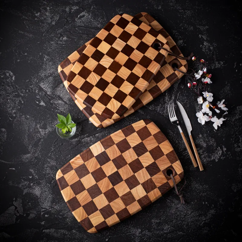 

Household Chessboard Checkerboard Solid Wood Kitchen Cutting Board Cutting Vegetables Baby Complementary Food Cutting Board
