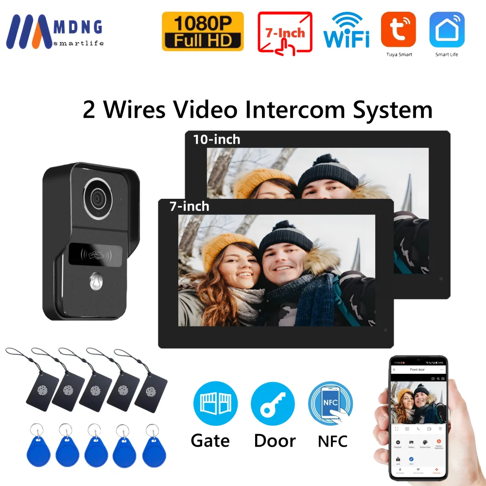 Tuya inteligente wi fi sistema de telefone entrada vídeo porta 10 Polegada sem fio apartamento campainha wi fi vídeo porteiro campainha câmera 2 fios