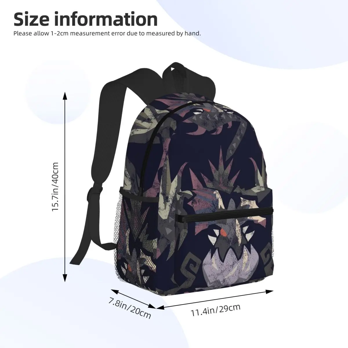 Monster Hunter World Iceborne Scarred Yian Garuga Kanji Student Backpack School Bag Hiking Travel Daypack for Men Women Bookbag