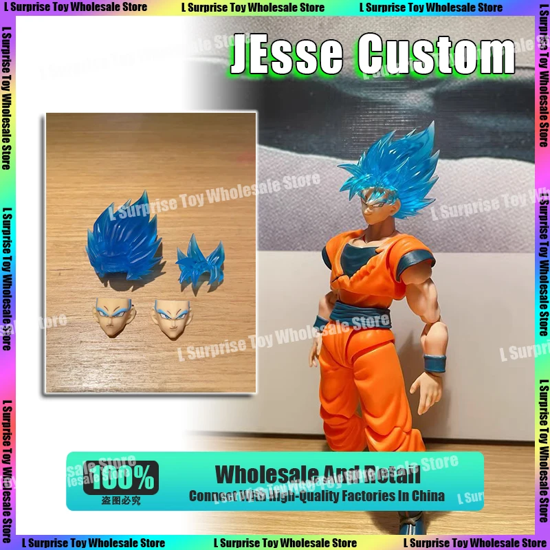 

JEsse Custom Dragon Ball Z SHF Super Saiya Blue Son Goku Head Accessories Kit Anime Action Figures Toys Gifts
