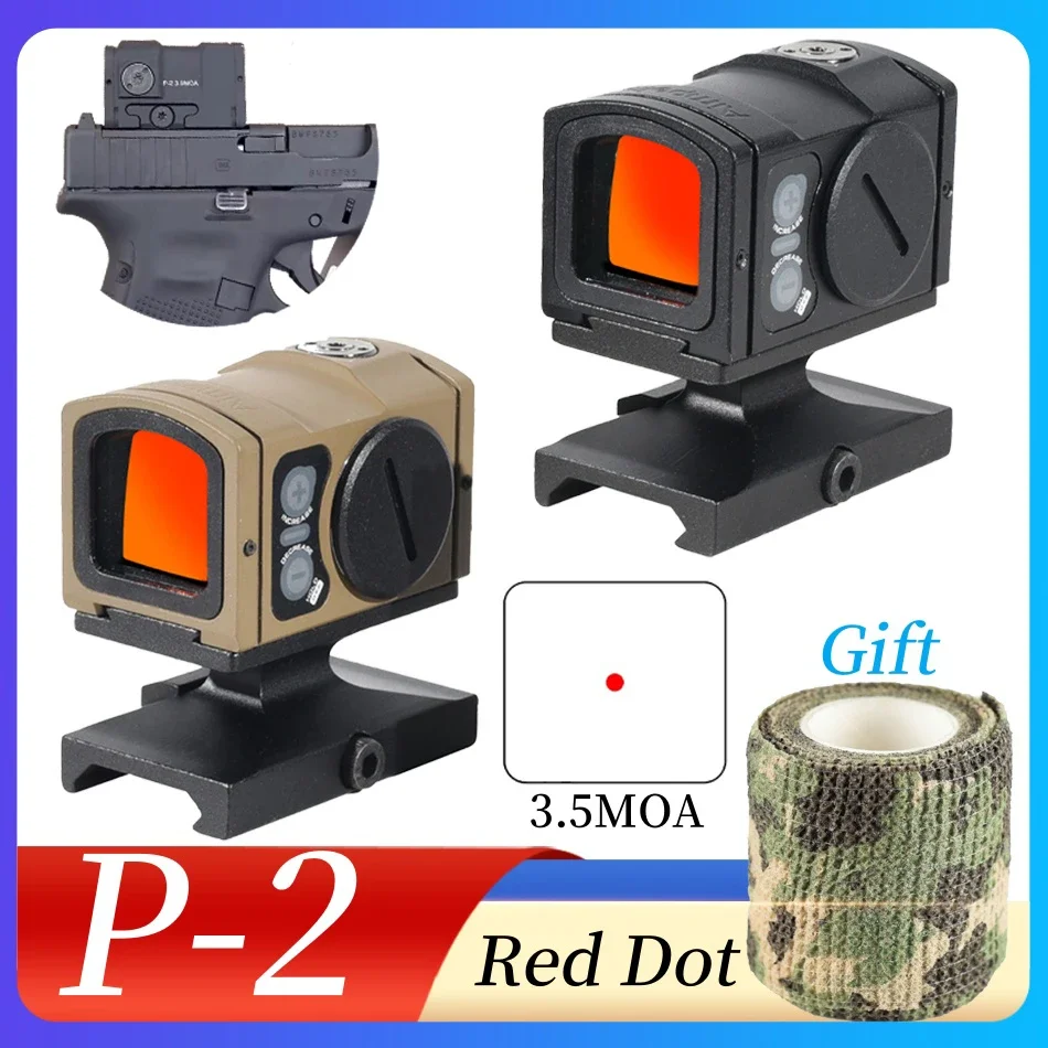 

P-2 Tactical 3.5MOA Red Dot Sights Optic Reflex Fully Enclosed Hunting Holographic Rifle Scope Glock Sight Collimator 20mm Rail