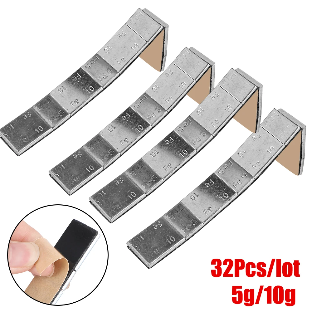 Tire Adhesive Balancer Tool Iron 32Pcs/lot Wheel Balance Weight Universal For Car Motorcycle Bike Auto Tyre Wheel Block 5g/10g