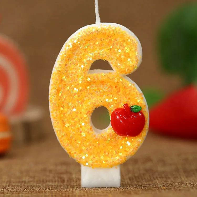 Red Apple Fresh Yellow Digital Birthday Candle - Cake Decorative Candle for Party Supplies - view 5