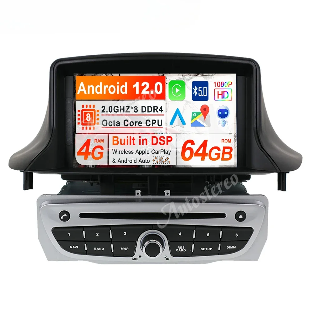 Android 12 Car DVD Player For Renault Megane 3 Fluence 2009-2016 Headunit GPS Navigation Radio Tape Recorder Multimedia Player