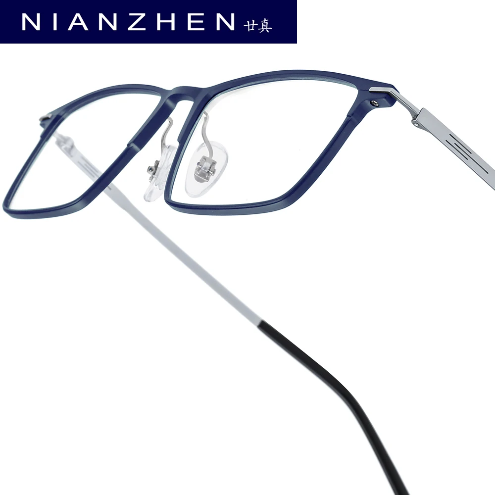 

NIANZHEN Aluminum Titanium Eyeglasses Frame Men Square Brand Design Glasses Ultralight-Weight Retro Eyewear Spectacles 28534