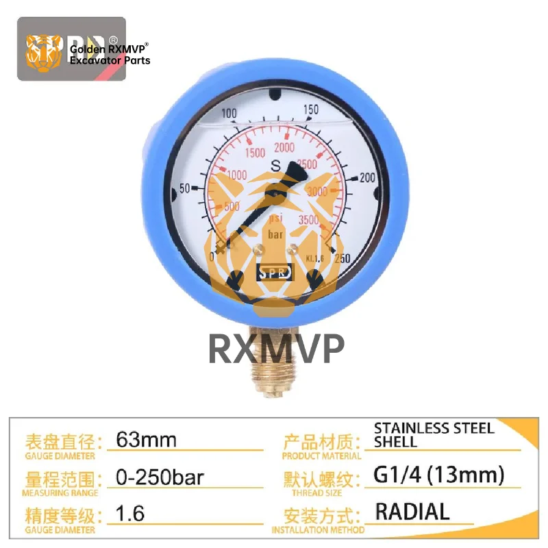 SPRD Pressure gauge 0-600BAR 5700PSi EN937-1 Hydraulic gauge