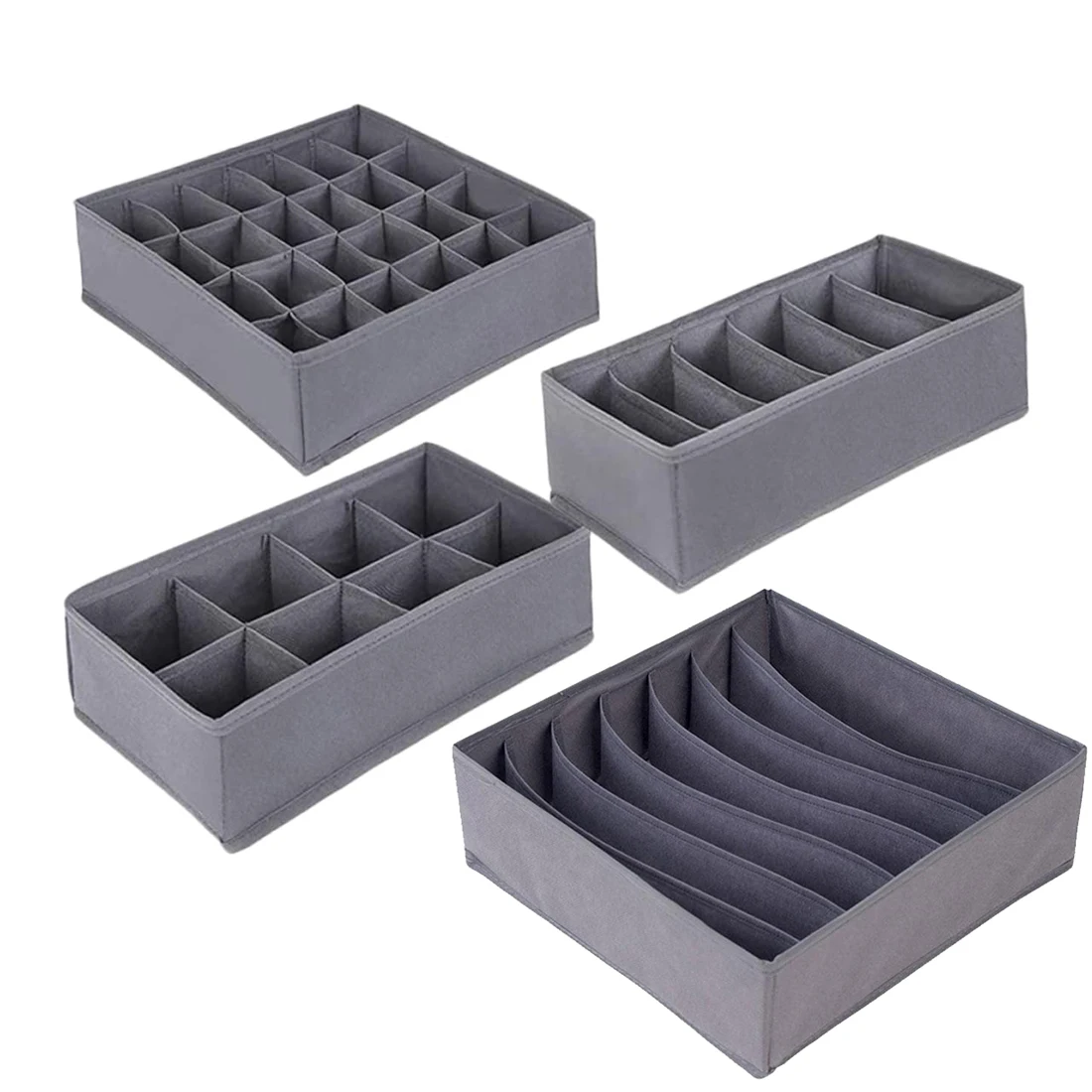 6/7/8/24 Grids Foldable Fabric Underwear Drawer Organizers Dividers for Bras Briefs and Socks Baby Dresser Storage Dividers Bins