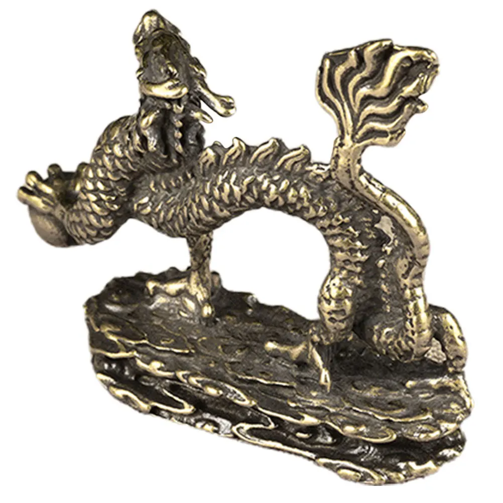 

Retro Copper Dragon Statue Desktop Miniature Metal Vintage Decor Ornament For Indoor Tabletop Cabinet Metal Dragon Shaped