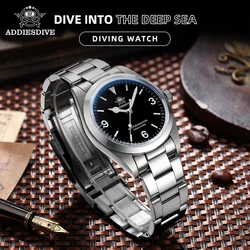 ADDIESDIVE Quartz Watch 100meters waterproof for Men Sapphire Glass Stainless Steel Luminous Watches Wristwatches Reloj Hombre