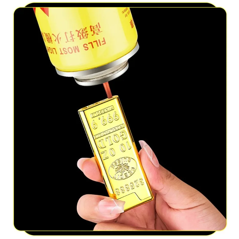 Ultra Thin Gold Bar Design Windproof Open Flame Butane Gas Lighter Classic Grinding Wheel Ignition Outdoor Portable Igniter 8mm - Image 6