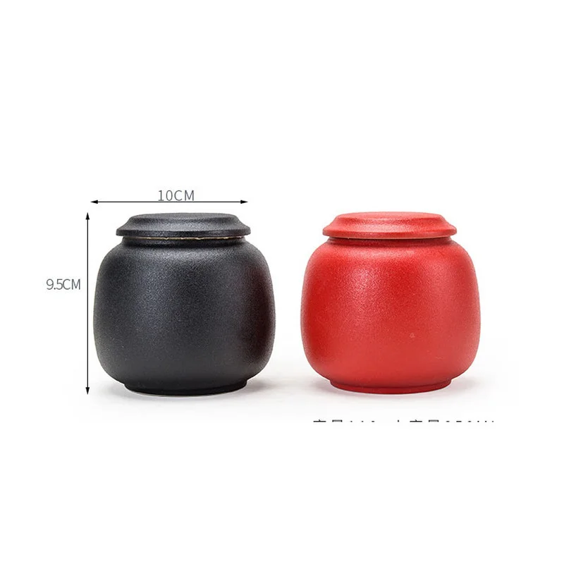 Creative Black Frosted Ceramic Jar Portable Mini Tea Jar Moisture-Proof Seal Jar Candy Food Storage Container Craft Home Decor