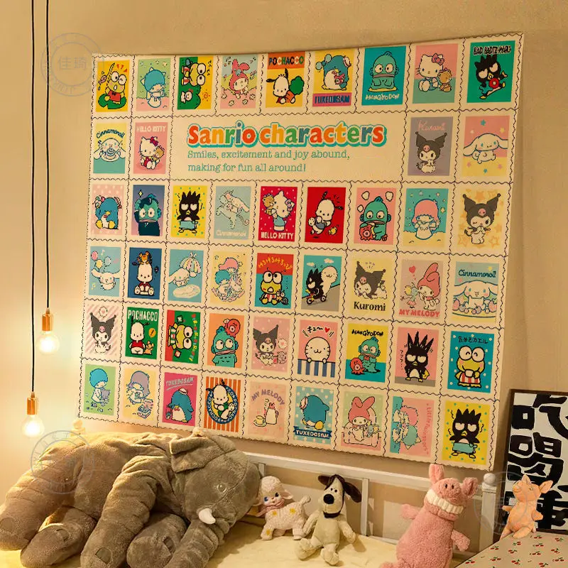 Sanrio Hallo Kitty Anime Kawaii Ins Wandbehang Stoff niedlichen Cartoon Hintergrund Schlafzimmer Wand dekoration Geschenke