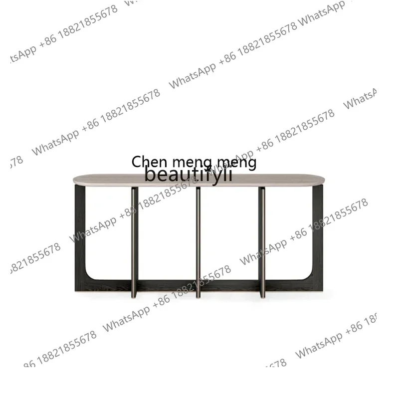 New arrive Simple medieval designer creative metal entrance table solid wood long case corridor decoration table entrance table