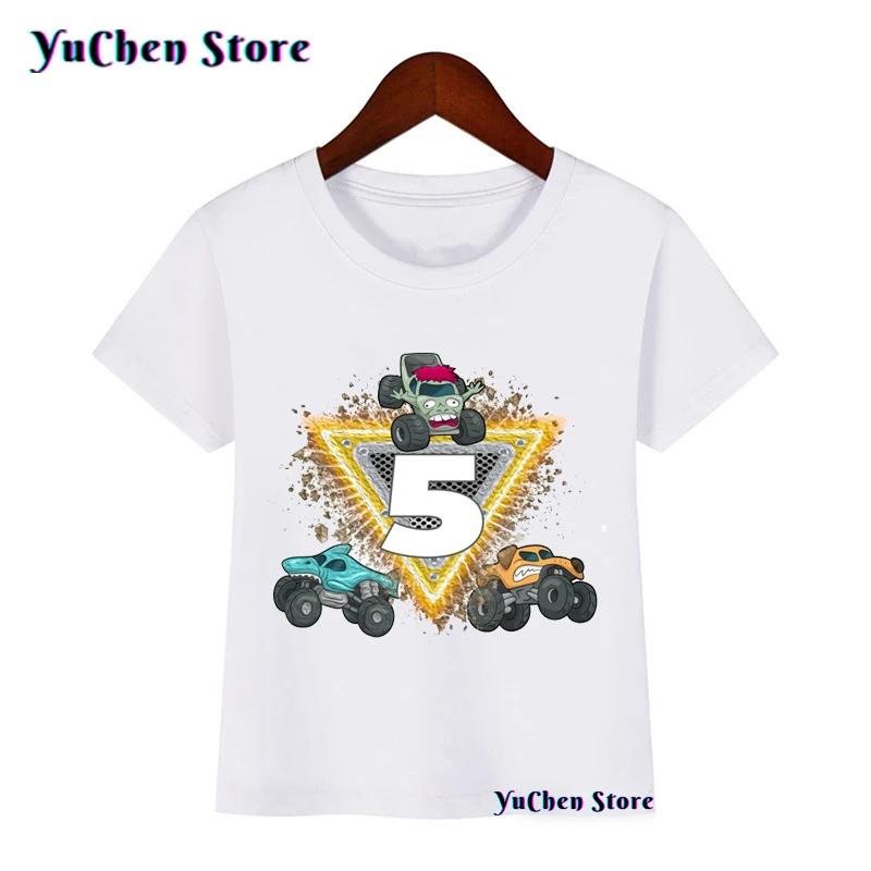 Camiseta para niños de 1 a 10 años, camiseta para niños de camión monstruo, temática de fiesta de cumpleaños, camión monstruo 3 6 9, regalo para niños, camiseta para niños y niñas