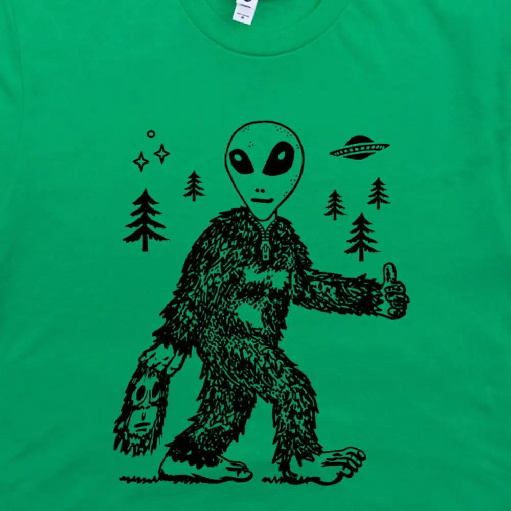 Alien Bigfoot T Shirt Funny Weird Cryptid Mask Sasquatch Ufo X Files Cryptozoology Monster