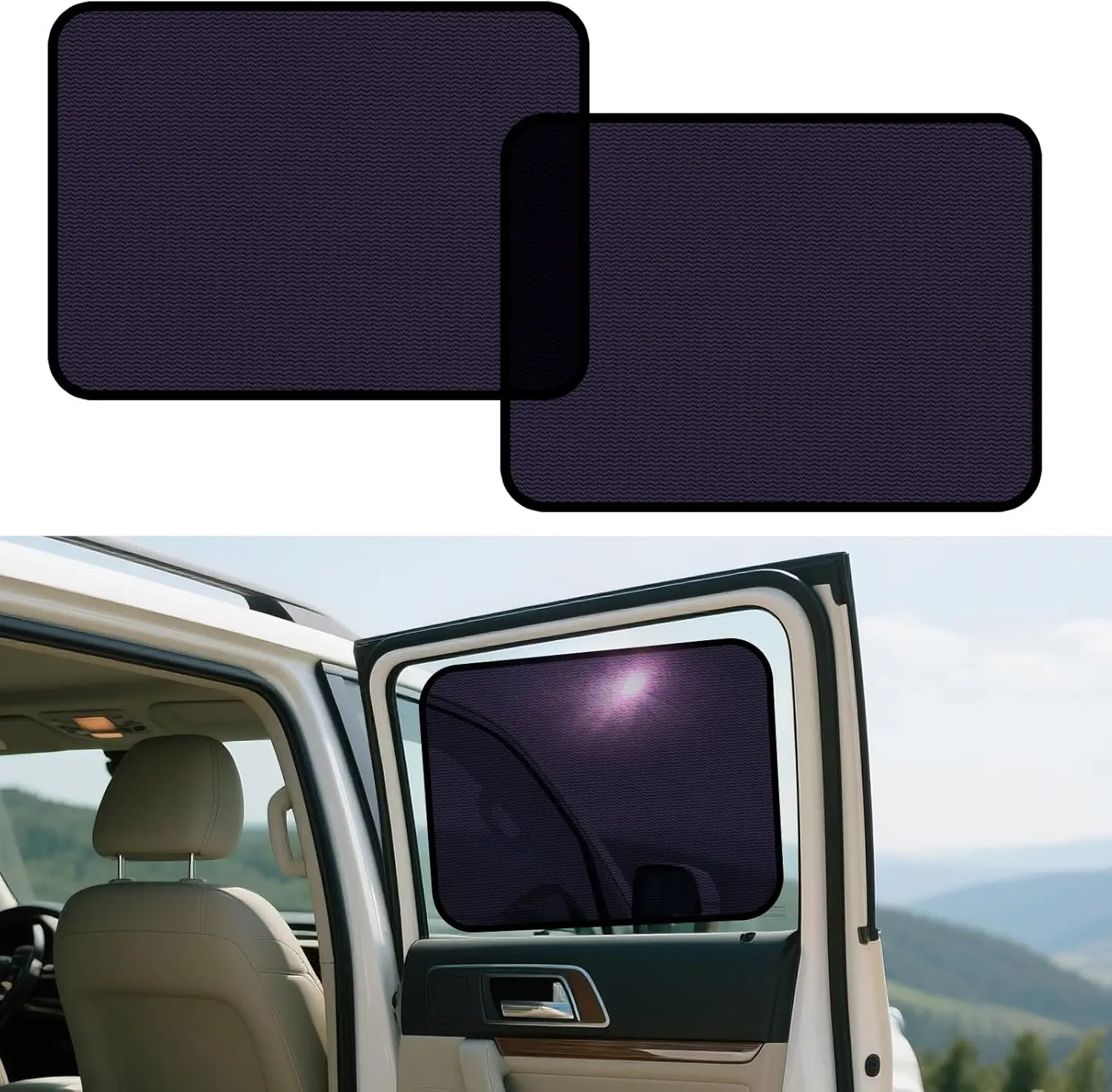 

2 шт. солнцезащитных шторок для задних боковых окон, легко устанавливаемые, блокирующие ультрафиолет, для защиты детского сиденья в автомобиле, 20,87 x 13,78 дюймов