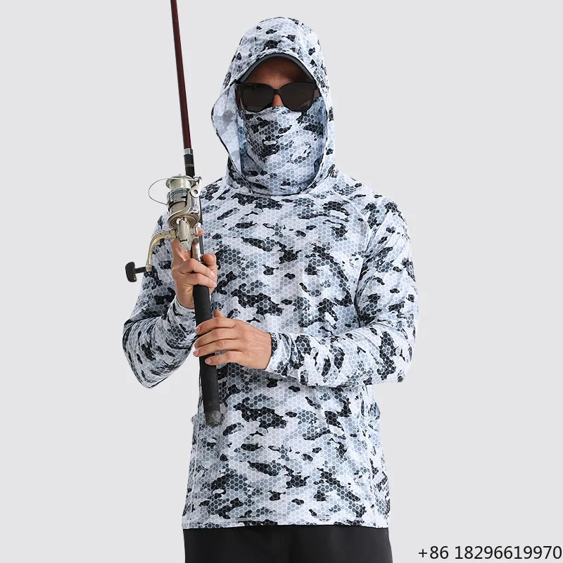 Cross-Border Unisex Breathable Quick-Drying Wrinkle-Resistant Printed Design Sun-Protective Fishing Suit Hooded Mask
