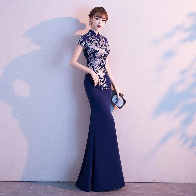 New No. 25 Banquet Evening Dress for Women 2024 New Performance Host Temperament Cheongsam Dress