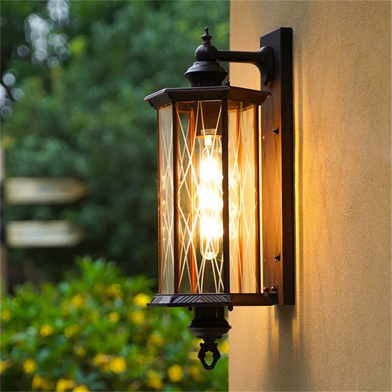 Waterproof IP65 Sconces LED Exterior Vintage Wall Mount Courtyard Vintage Retro Outdoor Wall Lamp
