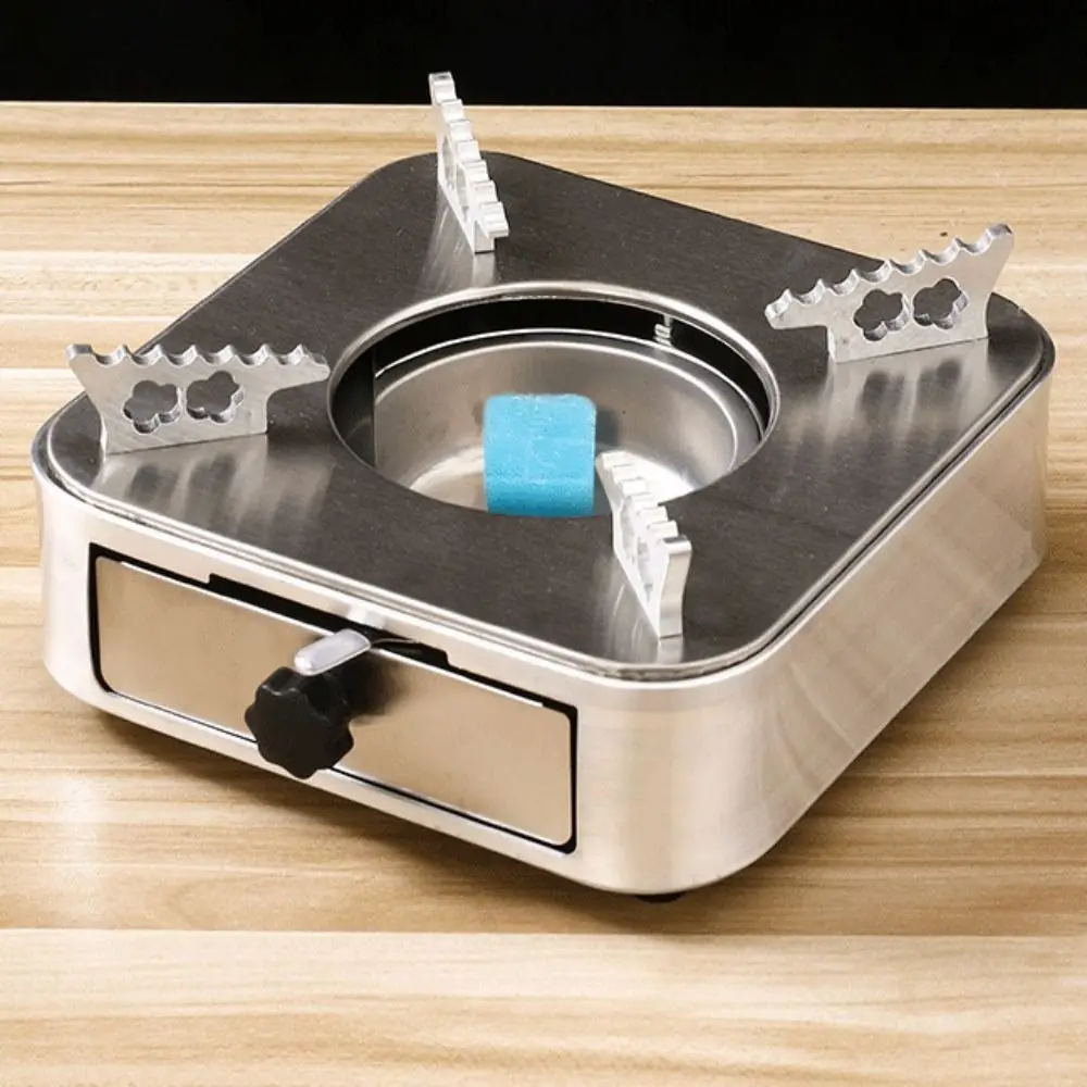 Portable Square Stainless Steel Alcohol Stove Drawer Style Silver Burner Stove Ultralight Camping Furnace Hot Pot view 2