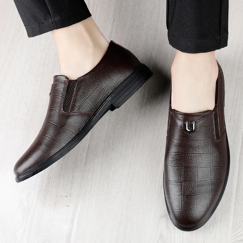 WAERTA Genuine Leather Men Formal Shoes Luxury Brand Men Loafers Dress Moccasins Breathable Slip on Driving Shoe Plus Size 36-46