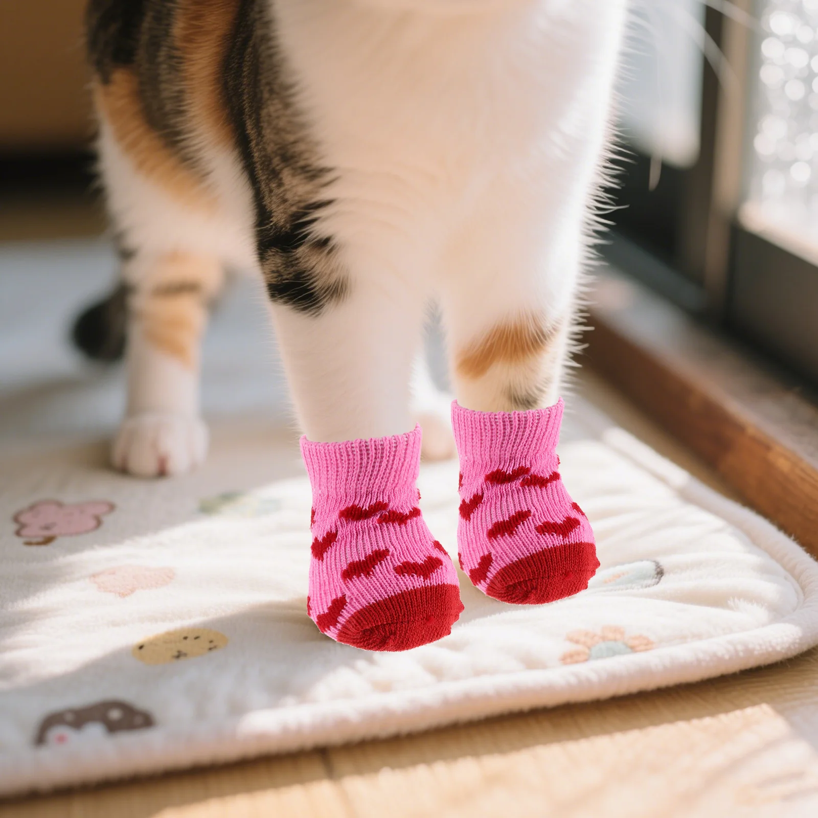 8Pcs Anti-Slip Dog Socks Breathable Soft Pet Paw Protectors Indoor Outdoor Dog Boots for Small Medium Large Dogs Hardwood Floor